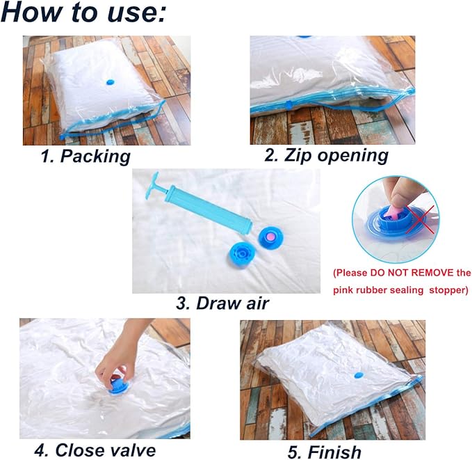 Vacuum Storage Bags Space Saving Bags for Comforters Clothes Pillow Bedding Blanket Storage, Double Zip Lock Seal Leak Valve (4 Pack Medium - 28 * 20 inches)-NeatNest