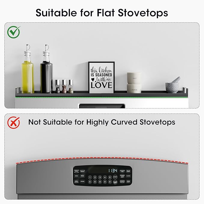 Bumusty 4X Strong Magnetic Shelf for Stove Top, 30" Adjustable Oven Shelf Spice Rack Over the Stove, Seasoning Organizer Kitchen Shelves, Matte Black-NeatNest