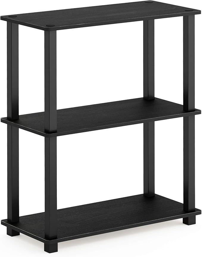 Furinno Turn-S-Tube 3-Tier Compact Multipurpose Shelf Display Rack with Square Tube, Americano/Black-NeatNest