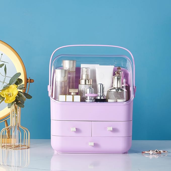 Large Makeup Organizer w Drawers Beauty Organizer Makeup Box Holder Vanity Organization Desk Countertop MakeUp Organizers Bathroom Counter Organizer Skincare Cosmetic Case Stand Dustproof Lid Gift-NeatNest