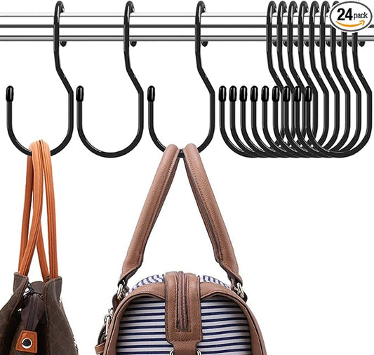 24-Pack Purse Hangers for Closet, Large 5-inch Twist Design Hooks for Bags, Purses, Handbags, Belts, Scarves, Hats-NeatNest