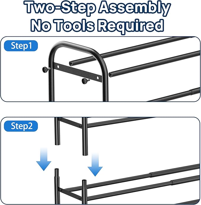 ENJOYBASICS Expandable Shoe Rack, 4 Tier Adjustable Shoe Organizer Shelf for Closet, Black Metal Free Standing Shoe Rack Storage for Small Space, Entryway-NeatNest