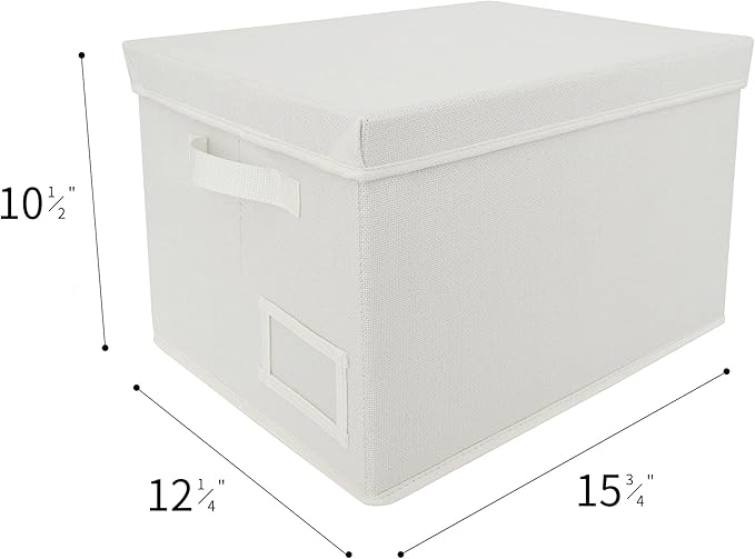 GRANNY SAYS Fabric Storage Bins with Lids, Shelf Organizer, Clothes Storage, Organization Bins, Closet Boxes, Ivory, 3-Pack-NeatNest