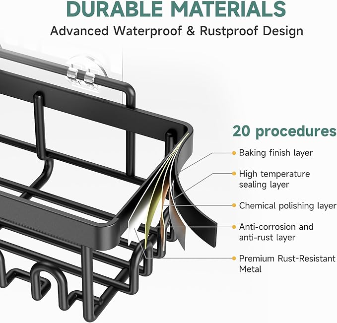 Veken Rustproof & Waterproof Shower Caddy 6-Pack, No Drilling Adhesive Shelves Rack with Soap Holder, Large Capacity Bathroom Organizers and Storage, Wall-Mounted Kitchen & Home Decor-NeatNest