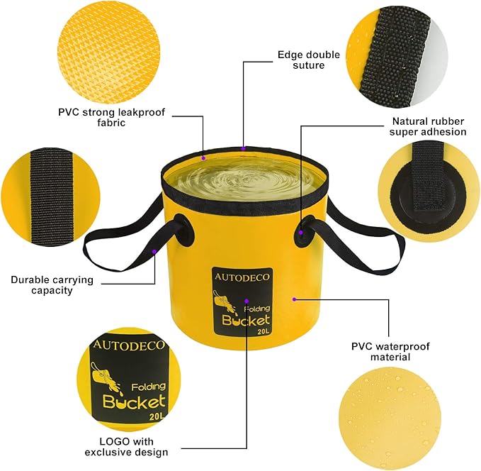 AUTODECO Collapsible Bucket 5 Gallon Container Folding Water Bucket Portable Wash Basin 20L-NeatNest