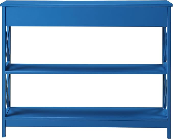 Convenience Concepts Oxford 1 Drawer Console Table with Shelves, Teal Blue-NeatNest