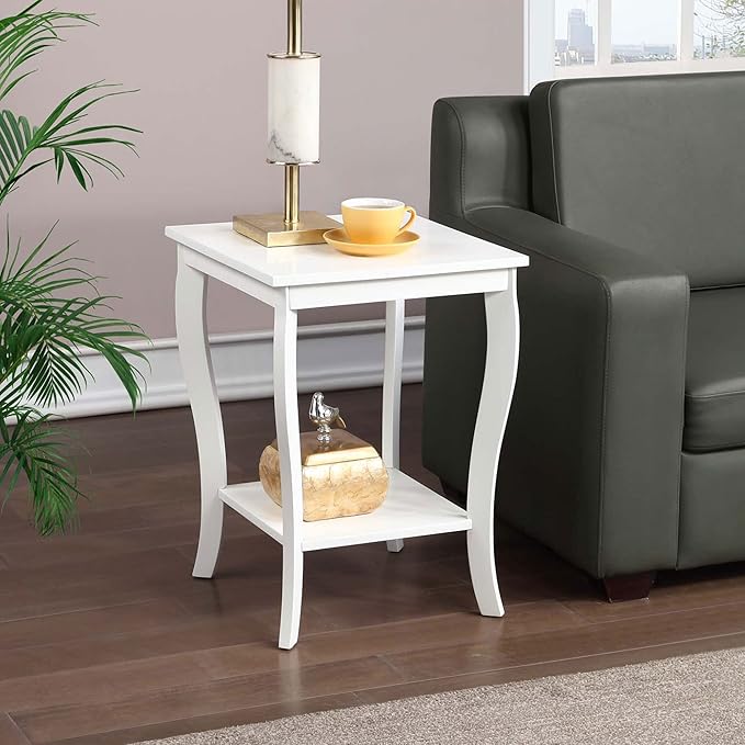 Convenience Concepts American Heritage Square End Table with Shelf, White-NeatNest