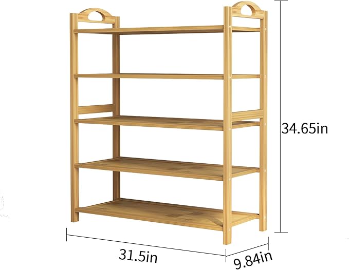 UDEAR Bamboo Shoe Rack 5-Tier Shoe Storage Organizer Entryway Shoe Shelf-NeatNest