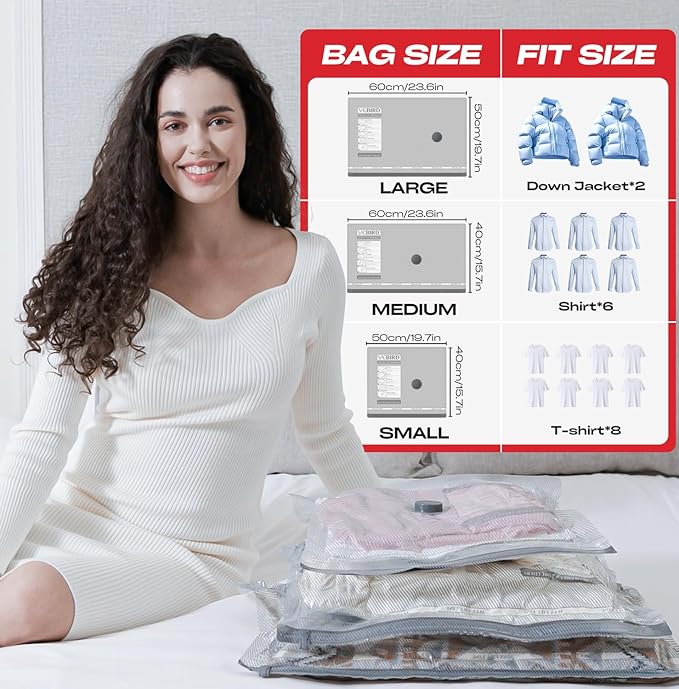 Travel Vacuum Storage Bags with Rechargeable USB Pump, 12 Pack Carry-On Size Compression Packing Bags for Luggage and Suitcase, Space Saver for Clothes and Clothing Travel-NeatNest