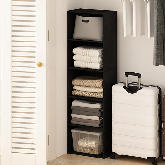 Furinno Reed 5-Tier Open Shelf Multipurpose Closet & Clothing Storage, Storage Organizer, Blackwood-NeatNest