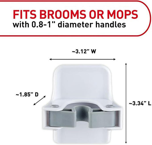 Command Broom and Mop Grippers Wall Hook, Damage Free Hanging Wall Mount Broom and Mop Holder, No Tools Household Cleaning Organizer for Living Spaces, 6 Hangers and 16 Command Strips-NeatNest