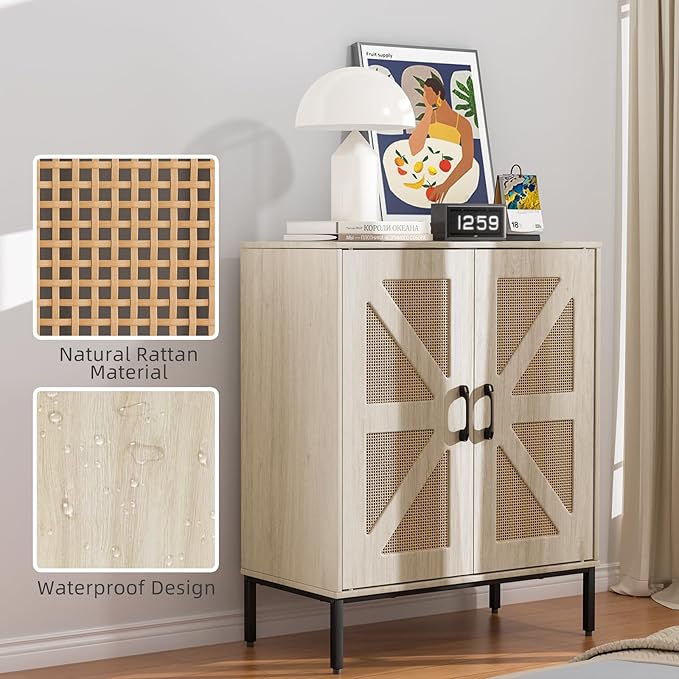 Buffet Cabinet with Storage Sideboard Accent Modern Credenza with Doors & Shelves 32.9" Tall Media Console Mid Century Coffee Bar Table for Living Room Kitchen Dining Room Hallway-NeatNest