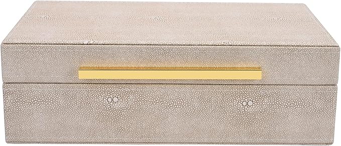 Ivory Shagreen box Faux Leather Decorative Boxes,Keepsake And Memory Storage Decorative Boxes with Lids for Modern Home Decor Jewelry Box Organizer-NeatNest