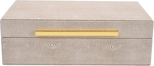 Ivory Shagreen box Faux Leather Decorative Boxes,Keepsake And Memory Storage Decorative Boxes with Lids for Modern Home Decor Jewelry Box Organizer-NeatNest