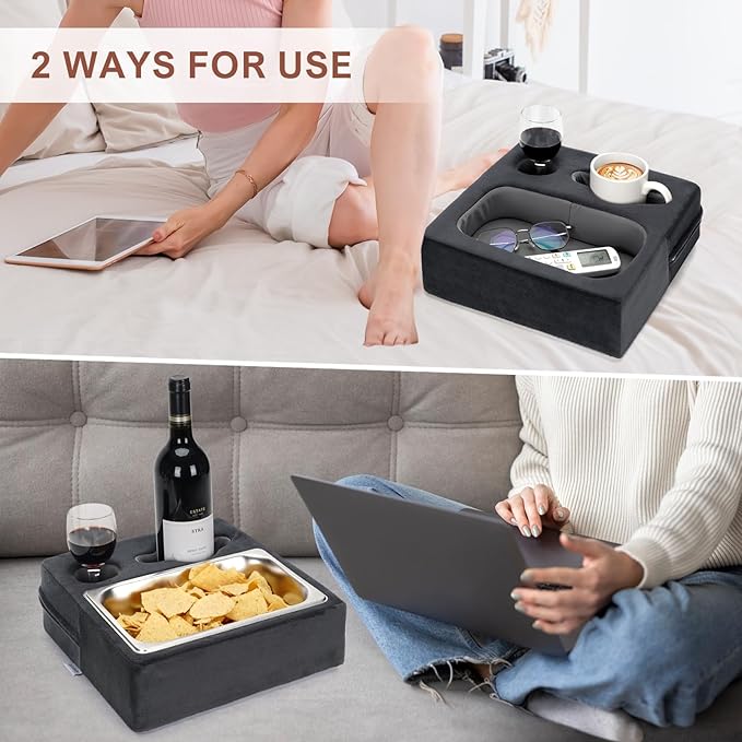 Couch Cup Holder, Couch Caddy, Couch Drink Holder, Bed Cup Tray, Sofa Cup Holder Remotes Holder for Cups, Headphones, Snacks and Phones, Use it on Car, Pack, Beach, RV, and More-NeatNest