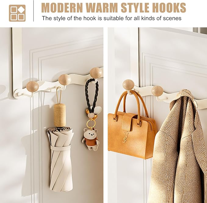 Over Door Coat Rack, Coat Hooks for Door Coat Hanger, Towel Hanger for Bathroom, Door Hanger Hooks, Hooks for Hanging Hat Key Towel Purse Robes Mudroom Entryway