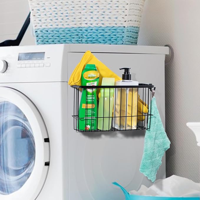 dedoot Magnetic Holder Locker Strong Black Mesh Holder Magnetic Basket Organizer Shelf Rack for Whiteboard,Fridge, Sponge, Recipe, Beverage ,Refrigerator ,Office File Foil,10.25x 3.6x 6 inches-NeatNest