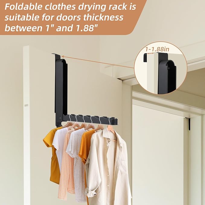 2 Pack Over The Door Drying Rack, Foldable Over The Door Hooks Hanger for Laundry Clothes Heavy Duty Door Organizer Rack Hanging Coat Rack Storage Hanger for Bedroom Bathroom Kitchen-NeatNest