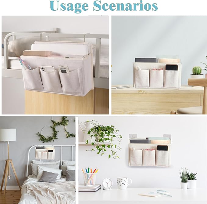 2-Pack Wall Hanging Organizer Bag/Hanging Baskets with Large Mesh Compartment & 3 Pockets，Over the Door Organizer Space Saving Storage for Bedroom,RV Camper, Closet (White-2 Pack)-NeatNest