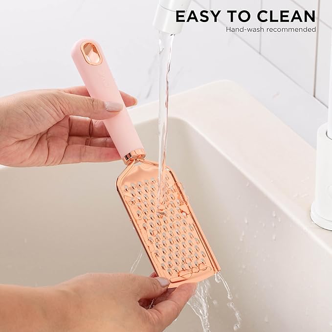 COOK WITH COLOR Kitchen Gadget Set Copper Plated Stainless Steel Utensils with Soft Touch Handles, Copper Pink, 7 Pieces-NeatNest