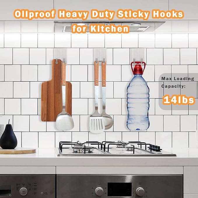 Adhesive Hooks, Stick on Stainless Steel Towel Robe Razor Wall Hooks for Bathroom Kitchen, Sticky Heavy Duty Durable Shower Hangers for Hanging Hat Coat Key 4-Pack (Silver)