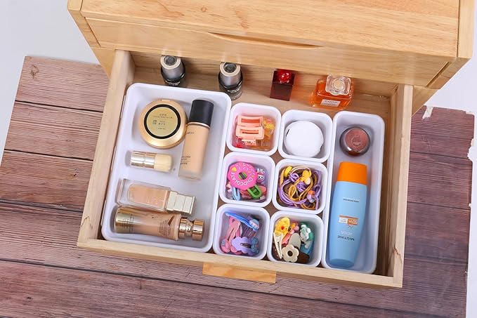 15 PCS Interlocking Desk Drawer Organizer Separator for Office,Bathroom,Kitchen,Makeup（White）-NeatNest