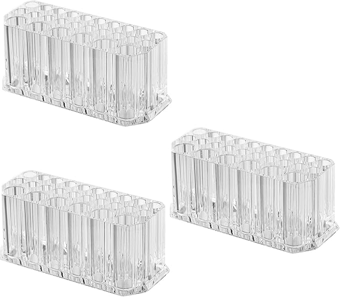 Foraineam 3 Pack Acrylic Eyeliner Lip Liner Holder Organizer, 26 Slots Makeup Brush Pencil Organization Container, Clear Cosmetic Storage Display Holder-NeatNest