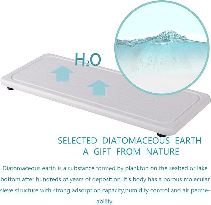 2 Pcs Water Absorbing Stone Trays, Kitchen/Bathroom Sink Soap Dish, Diatomite Tray Used for Hand Soap & Cosmetic Bottles in The Modern Home, 4" W x 10.2" L, White-NeatNest