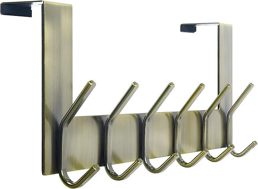 WEBI Over The Door Hooks for Hanging,Over The Door Towel Rack,Over Door Coat Hanger Over Door Coat Rack for Hanging Towels,Hats,Clothes,Behind Back of Bathroom,Bronze