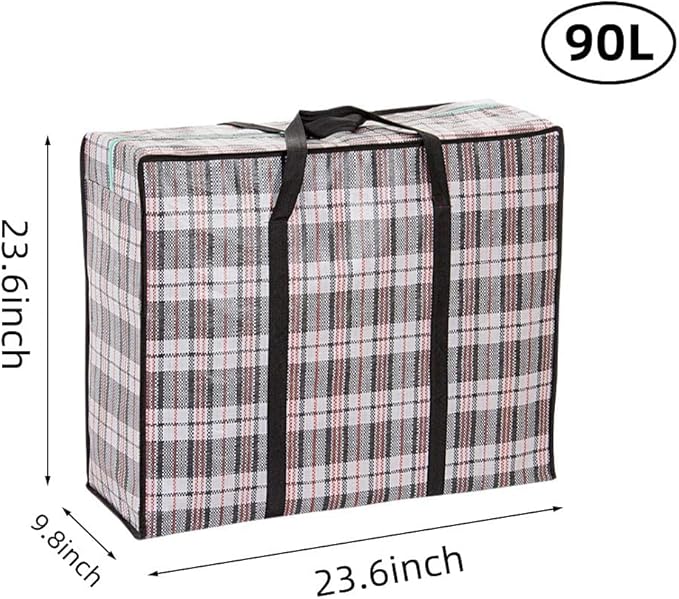Heavy Duty Large Moving Bags, 90L Big Organizer Storage Bags With Durable Zipper, Water Resistant Totes, Carrying Bag, Camping Bag for Clothes, Bedding, Comforter, Pillow, Moving(Set of 4)