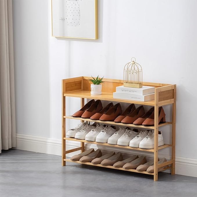 latifolia Bamboo Shoe Rack, 4-Tier Shoe Rack Organizer for Entryway(31.4''L)-NeatNest