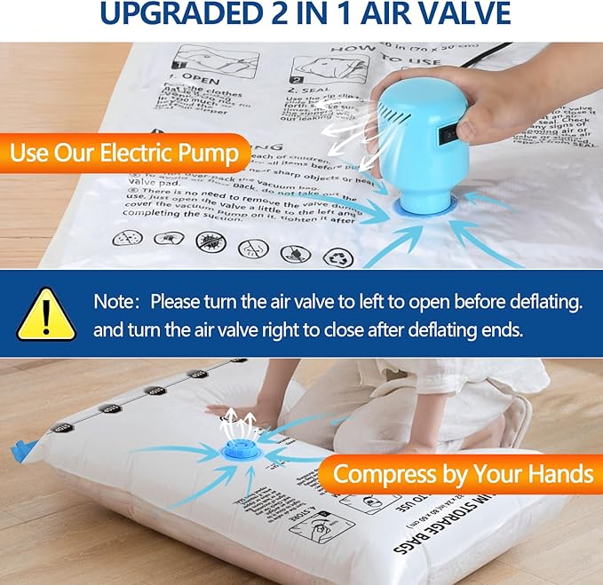 ZPP Vacuum Storage Bags with Electric Pump, 30 Pack (6 Jumbo, 6 Large, 6 Medium, 6 Small, 6 Roll Up Bags) Vacuum Seal Bags for Clothes, Mattress, Blanket, Comforters, Travel, Moving-NeatNest