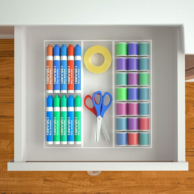 HIIMIEI Acrylic Drawer Organizer, 6 Section Clear Makeup Tray Organizer for Drawer Office Bedroom(11.8x11.8 inch)-NeatNest