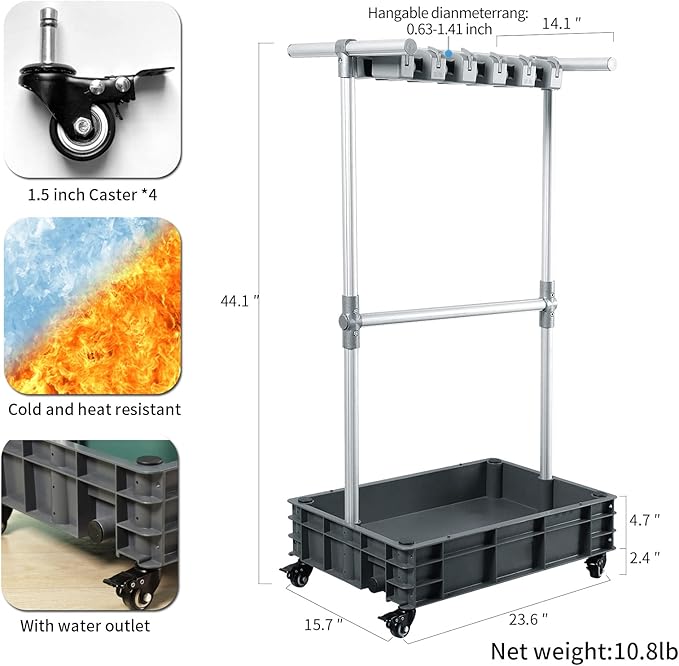 Broom mop Holder Cleaning Supplies Organizer Janitor carts on Wheels Housekeeping Station Storage Tools for Garage, Garden, Closet, Cabinet-NeatNest