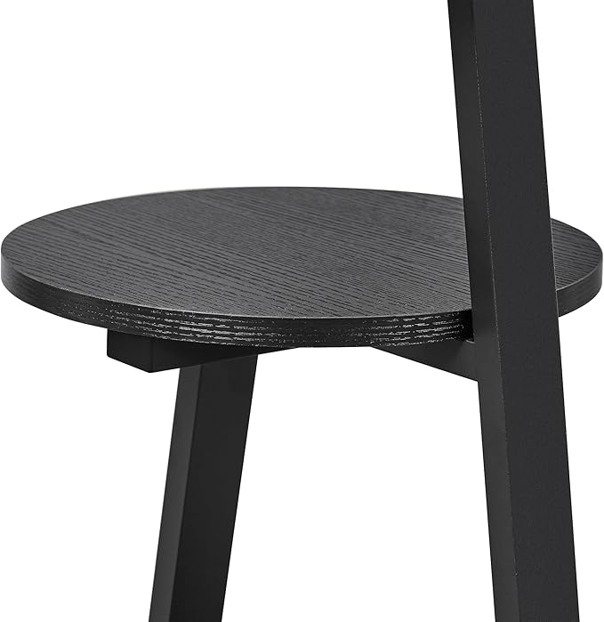 BEWISHOME Round End Table Side Table with Metal Frame, Accent Nightstand Bedside Table with 3-Tier Shelves, Small Couch Table for Living Room Bedroom Black KTZ41B-NeatNest
