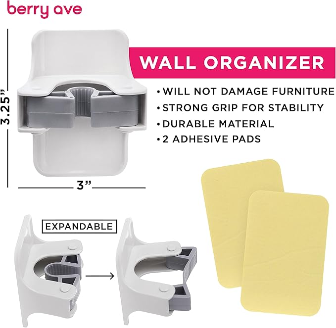 Combo 5 Slot Broom Holder w/ 1 Self Adhesive Mop Gripper No-Drilling, Wall Mount Tool Organizers For Kitchen, Garage, Laundry Room- Anti-Slip Hanger For Brooms, Mops, Rakes, Dustpans (Grey / White)-NeatNest