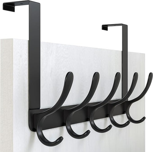 WEBI Over The Door Hooks for Hanging,Door Hanger,Over The Door Towel Rack Coat Rack Towel Hanger for Coats,Clothes,Bathroom,Black