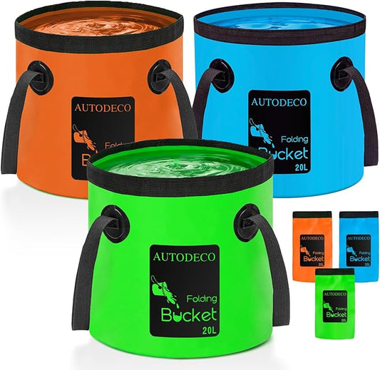AUTODECO 20L Collapsible Bucket 5 Gallon Water Container Folding Water Bucket with Handle Portable Wash Basin-NeatNest