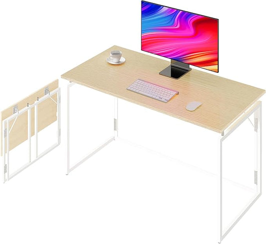 Folding Desk 40 Inch - Small Foldable Desk for Small Space Minimalist, Space Saving Collapsible Compact Desk Portable Table for Craft, Writing, Study and Work (No Assembly Required)-NeatNest