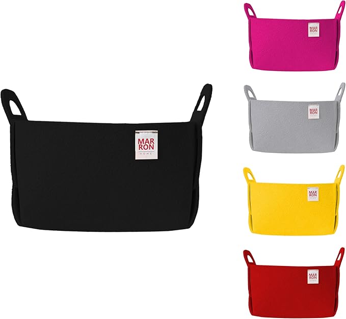 Collapsible Black Felt Storage Bin Small 7.1"x5.1"x5.1" – Foldable Basket with Handles for Closet, Toy Storage, Laundry Room Organization, Decorative Storage Baskets for Shelves Storage-NeatNest