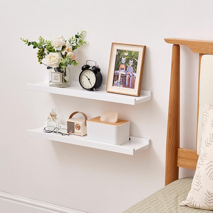 Floating Shelf White Oak Wood Wall Shelves 36 Inch (Upgrade Width 6"), Display Picture Ledge Shelf for Bedroom Living Room Bathroom Office Kitchen Wall Storage Shelves-NeatNest