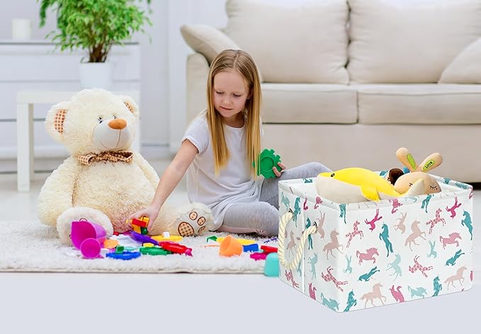 Kids Hamper Thick Storage Bins Organizer Toy Box Laundry Basket Large Canvas Collapsible Chest for Home/Dorm/Kitchen/Pet/Office/Closet/Shelf/Gift Baskets