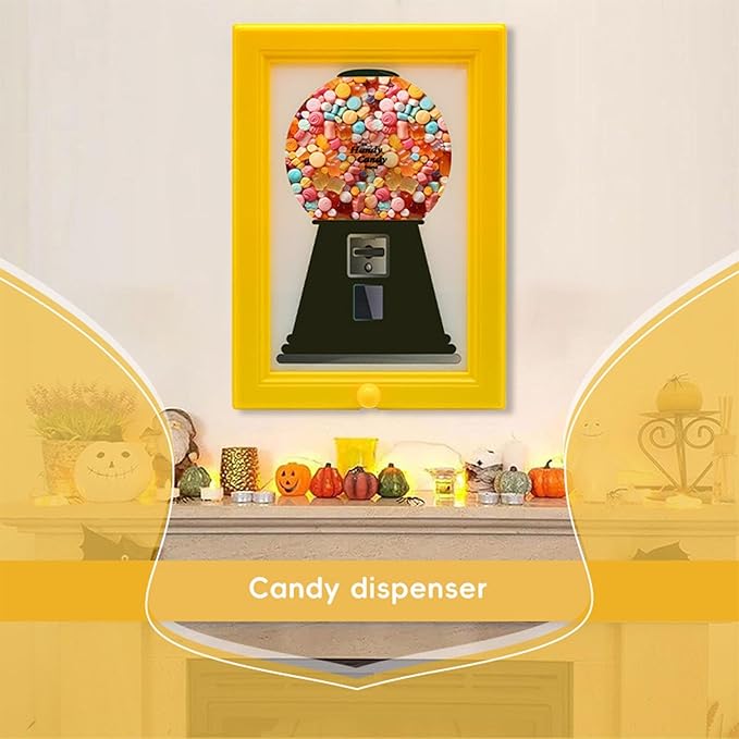 Gumball Machine，Photo Frame Candy Dispenser,For Candies, Nuts, Dog & Cat Treats, Hang on Wall, Birthday & Holiday Gift for All Ages.(Yellow)-NeatNest