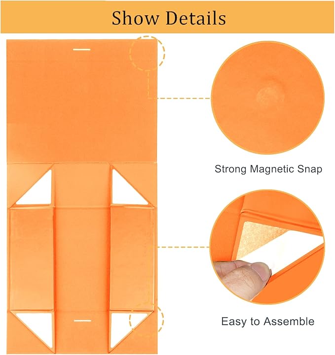 10.5"X7.5"X3.1" Orange Magnetic Gift Box with Lid and Ribbon for Presents-NeatNest