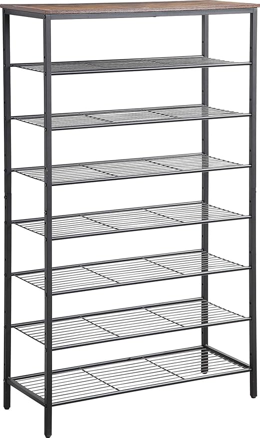 8-Tier Shoe Rack Organizer, Metal Mesh Shoe Storage Shelf, for Entryway, Hallway, Closet, Dorm Room, Industrial, Rustic Brown-NeatNest