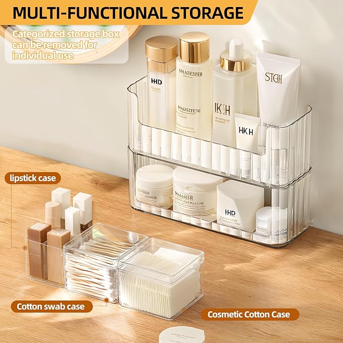 2-Tier Clear Medicine Cabinet Organizer, Modern Style, 2 Shelves, Easy Access, Countertop Mount, Plastic Finish-NeatNest