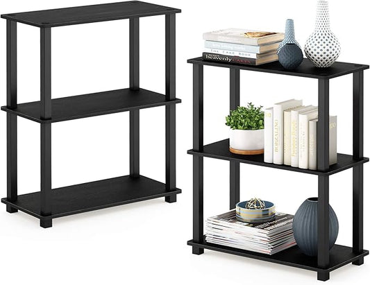 Furinno Turn-S-Tube 3-Tier Compact Multipurpose Shelf 2-Pack Americano/Black-NeatNest