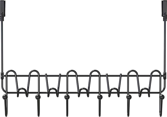 Deco Brothers Over The Door Hook Organizer with 11 Hooks, Black-NeatNest