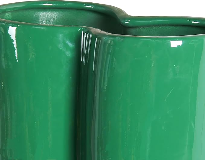Green Umbrella Holder Stand 20" H Modern Style Floor Vase Glossy Ceramic Entryway Organizer for Multiple Umbrellas for Storaging Canes Walking Sticks
