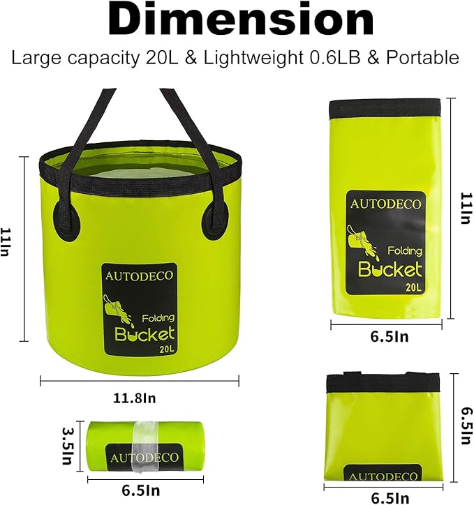 AUTODECO Collapsible Bucket 5 Gallon Container Folding Water Bucket Portable Wash Basin 20L-NeatNest